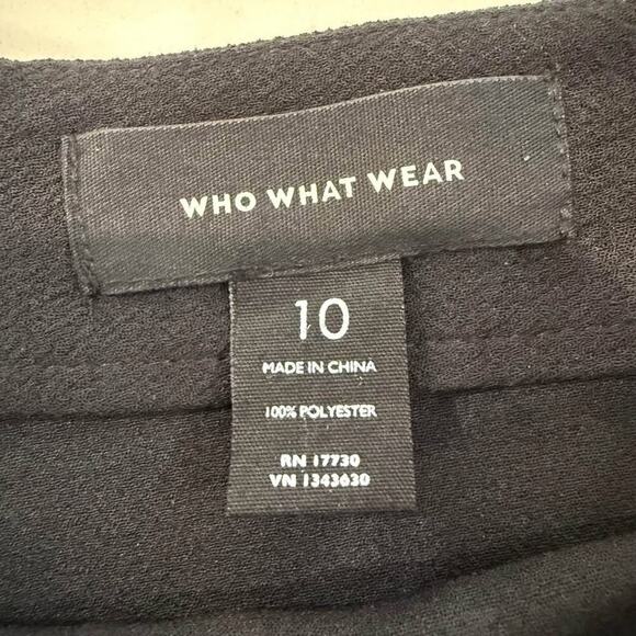 Who What Wear FrontKnot FauxWrap Asymmetrical Mini Skirt Womens 10 Black Stretch - Picture 3 of 6